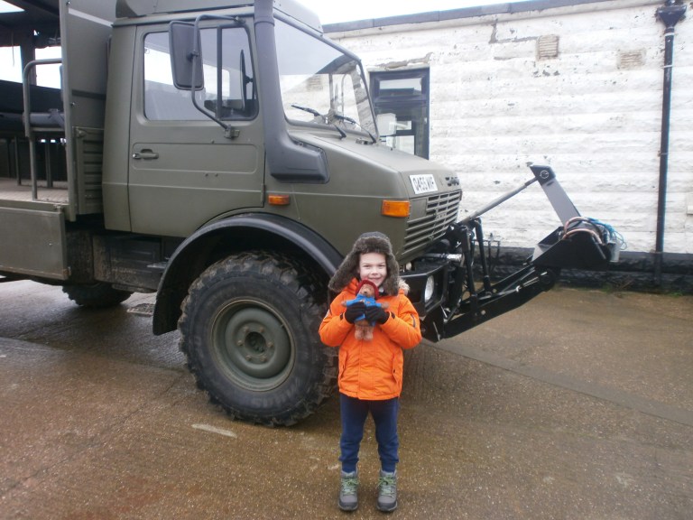 Kasper near the Unimog after the Spurn Point tour